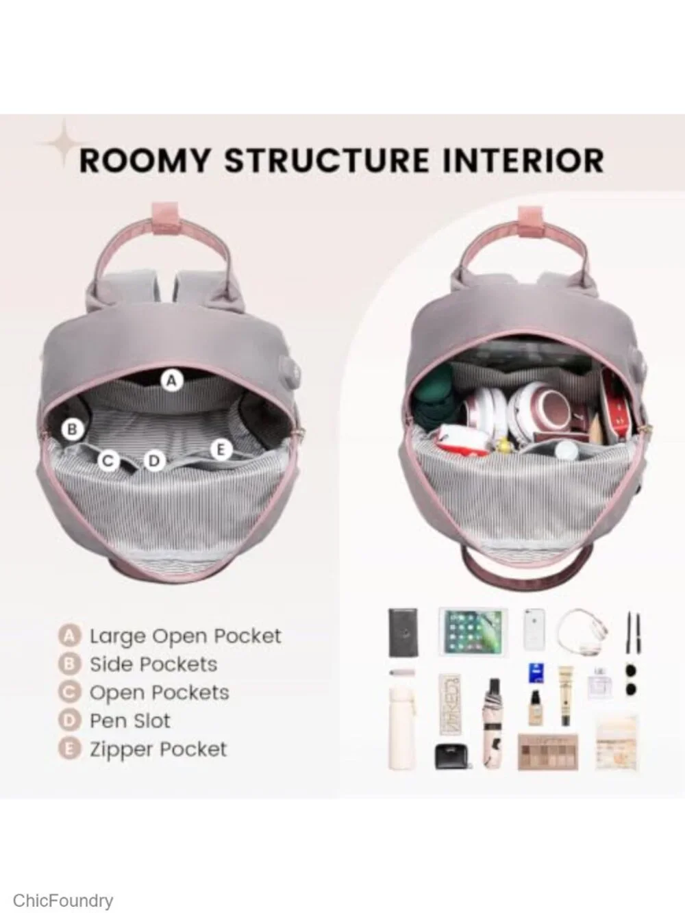 Women's Waterproof Nylon Mini Backpack Purse with USB Port